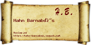 Hahn Barnabás névjegykártya